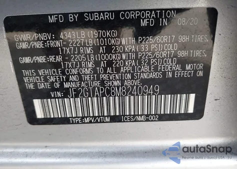 2021 Subaru Crosstrek Premium from USA, damaged, VIN JF2GTAPC8M8240949